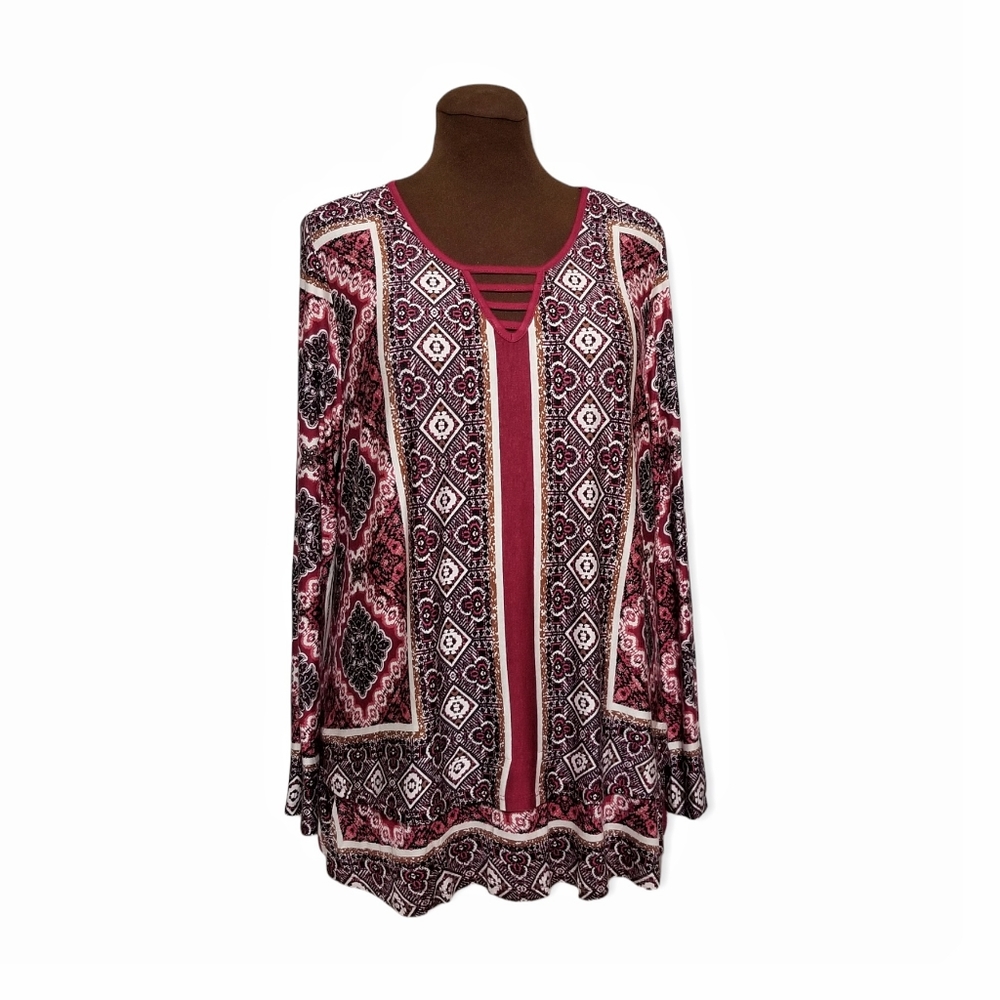 One World Long Sleeve Knit Top Blouse Women's Plus Size 1X